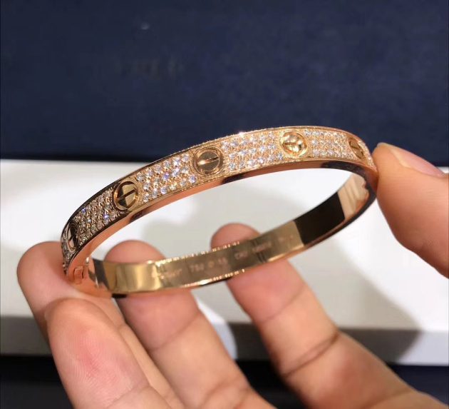 custom made 18k yellow gold cartier love bracelet with pave 204 diamonds n6035017 6209bddd2430e