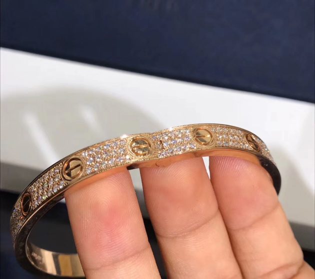 custom made 18k yellow gold cartier love bracelet with pave 204 diamonds n6035017 6209bde2be092