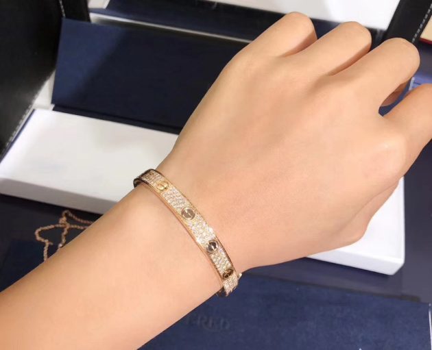 custom made 18k yellow gold cartier love bracelet with pave 204 diamonds n6035017 6209bde82ef7d