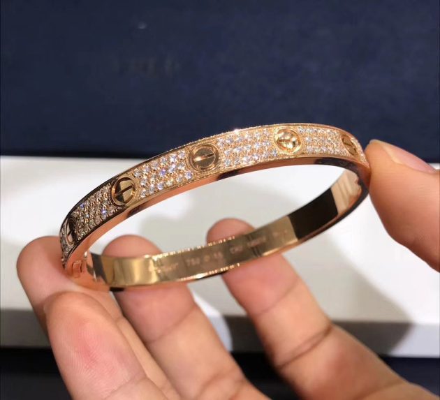 custom made 18k yellow gold cartier love bracelet with pave 204 diamonds n6035017 6209bdef2cd2e