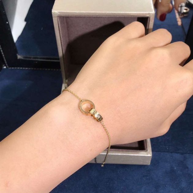 custom made authentic cartier 18k yellow gold love 2 hoops gold chain bracelet b6027100 6209be2ebdd97