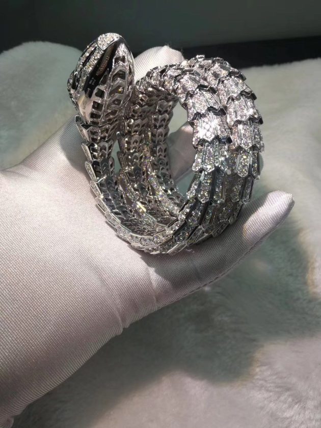 custom made bulgari high jewellery 18k white gold pave diamond serpenti bracelet 620a24c9548ee