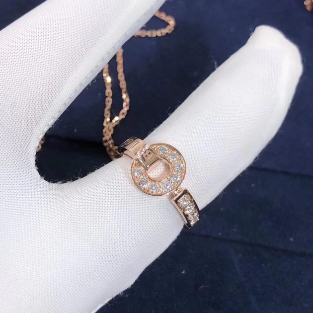 custom made bvlgari bvlgari 18 kt rose gold ring set with pave diamonds an855854 620a06404b579