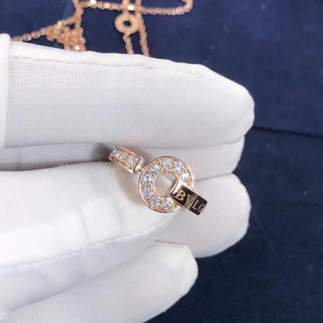 custom made bvlgari bvlgari 18 kt rose gold ring set with pave diamonds an855854 620a0644837dc