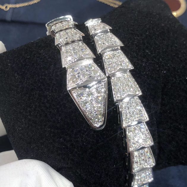 custom made bvlgari serpenti 1 coil bracelet 18k white gold set full pave diamonds 620a1295a91d8