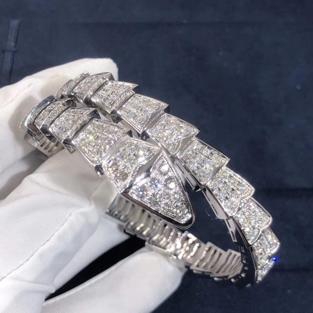 custom made bvlgari serpenti 1 coil bracelet 18k white gold set full pave diamonds 620a129990aee