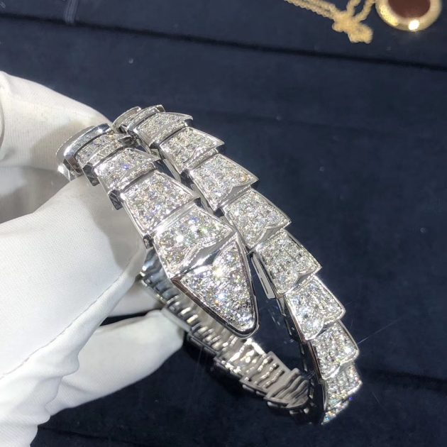 custom made bvlgari serpenti 1 coil bracelet 18k white gold set full pave diamonds 620a129f46ae0