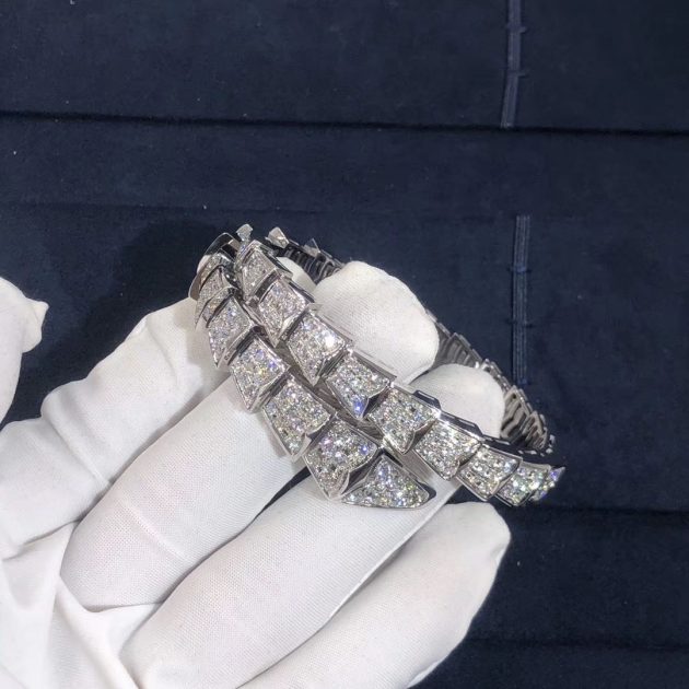 custom made bvlgari serpenti 1 coil bracelet 18k white gold set full pave diamonds 620a12a791703