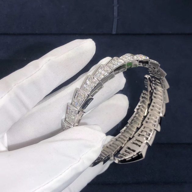 custom made bvlgari serpenti 1 coil bracelet 18k white gold set full pave diamonds 620a12afcd0c4