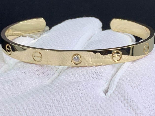 custom made cartier open cuff love diamond yellow gold bracelet 6209cec320314
