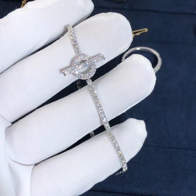 custom made hermes 18k white gold chaine dancre closure diamond finesse bracelet 620a3d75a8b32