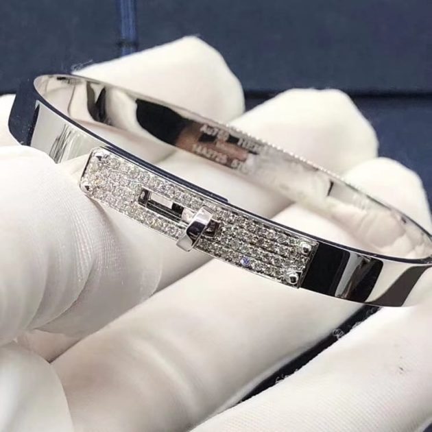 custom made hermes kelly 18k white gold diamond pave bracelet 620a3ec8bb6e5
