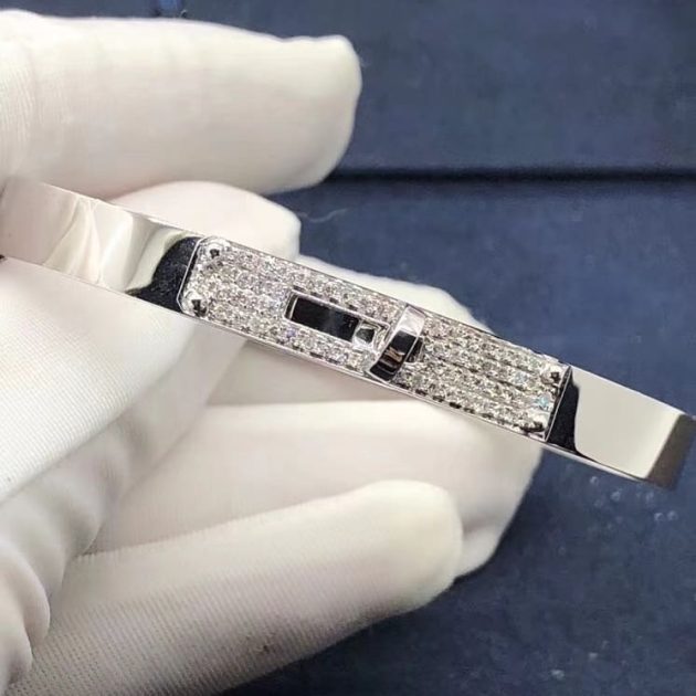 custom made hermes kelly 18k white gold diamond pave bracelet 620a3ecc88a1c