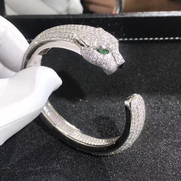 custom made panthere de cartier 18k white gold 16 02ct diamond emerald onyx bracelet h6007417 6209bb00cc15a