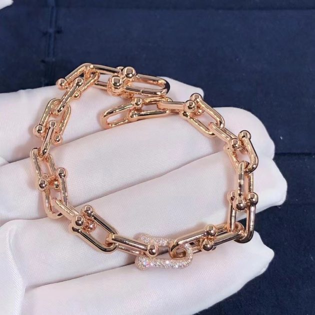 custom made tiffany hardwear 18k rose gold diamonds link bracelet size medium 6209eab8639e6