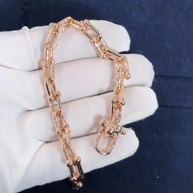 custom made tiffany hardwear 18k rose gold diamonds link bracelet size medium 6209eac071e83