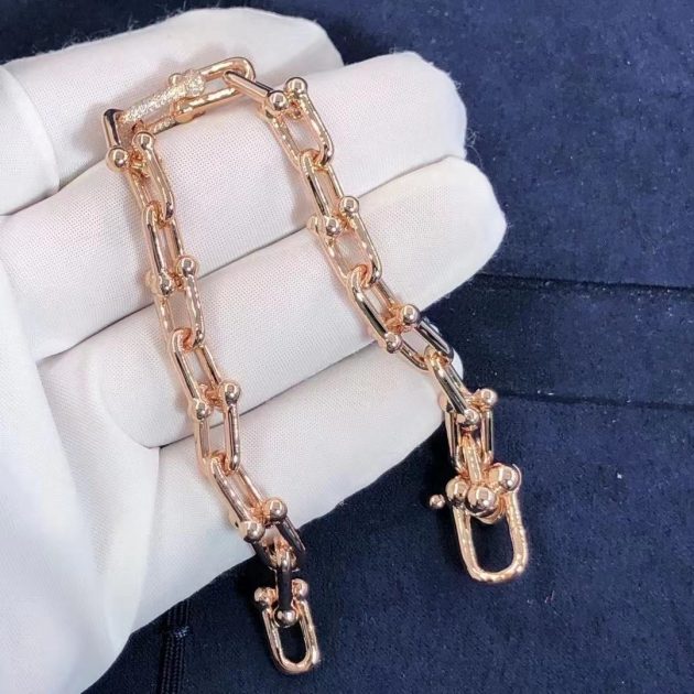 custom made tiffany hardwear 18k rose gold diamonds link bracelet size medium 6209eac887cd0