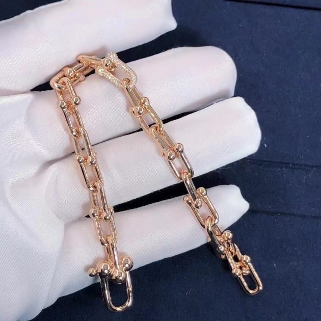 custom made tiffany hardwear 18k rose gold diamonds link bracelet size medium 6209eacc9e5e0