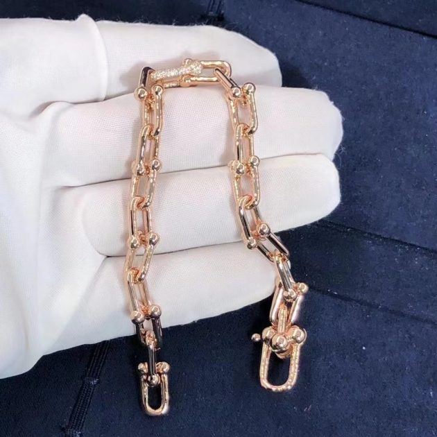 custom made tiffany hardwear 18k rose gold diamonds link bracelet size medium 6209ead0a8aab