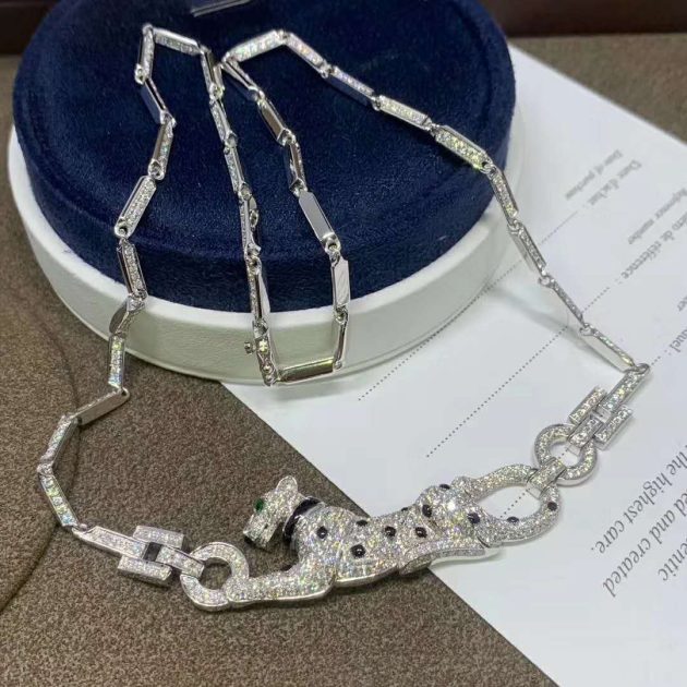 custom panthere de cartier necklace 18k white gold set with 469 diamonds n7048700 6209af84ae89b