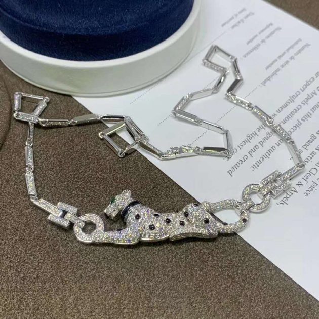 custom panthere de cartier necklace 18k white gold set with 469 diamonds n7048700 6209af8ea4afb