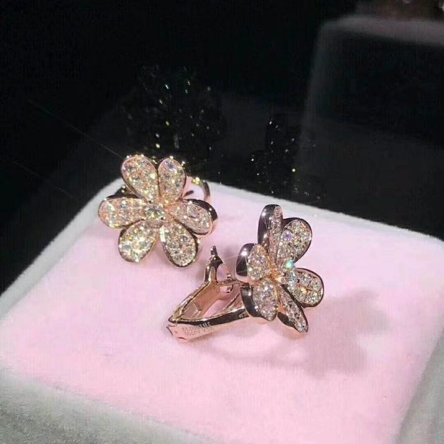 custom van cleef arpels 18k rose gold and diamond frivole earrings small model 62082c6c72ec1