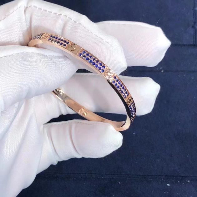customised cartier 18k rose gold sapphire paved diamond love bracelet sm 62092a68e5c08