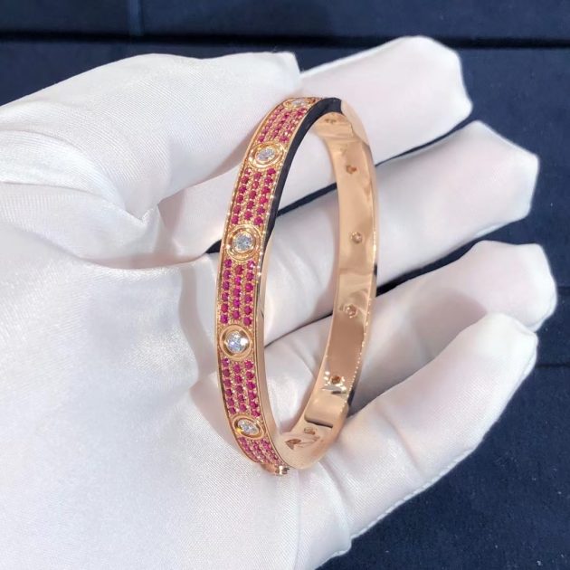 customised cartier love 18k pink gold with pink diamond and white diamond paved bracelet 62092e78c76f1