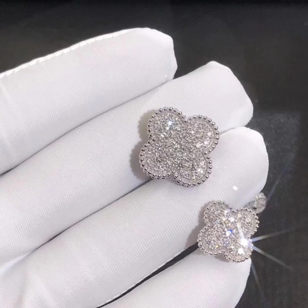 designer 18k white gold van cleef arpels magic alhambra between the finger diamond ring 62087db1e91e2