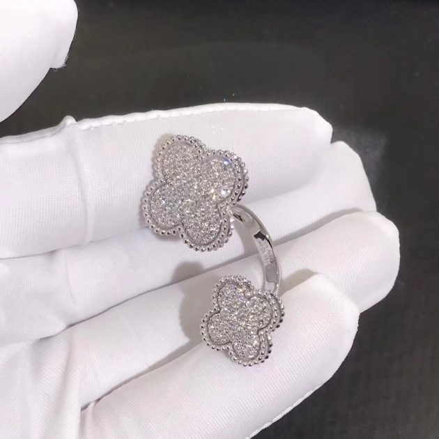 designer 18k white gold van cleef arpels magic alhambra between the finger diamond ring 62087db6c74ef