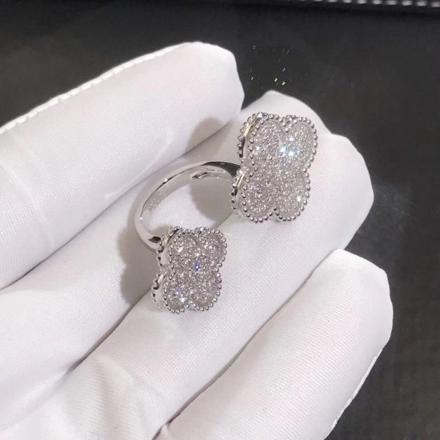 designer 18k white gold van cleef arpels magic alhambra between the finger diamond ring 62087dc036e66