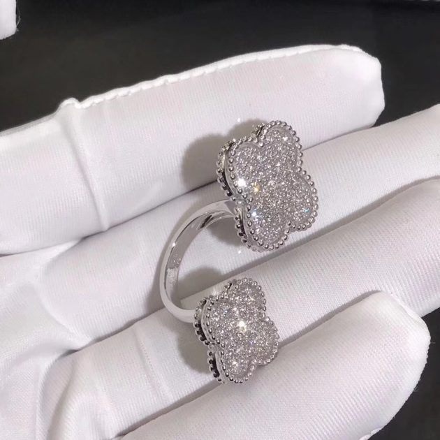 designer 18k white gold van cleef arpels magic alhambra between the finger diamond ring 62087dc89cf31