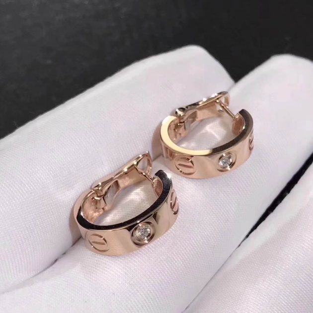 designer cartier love earrings 18k pink gold set 1 diamond 6209d7c7b4bcf