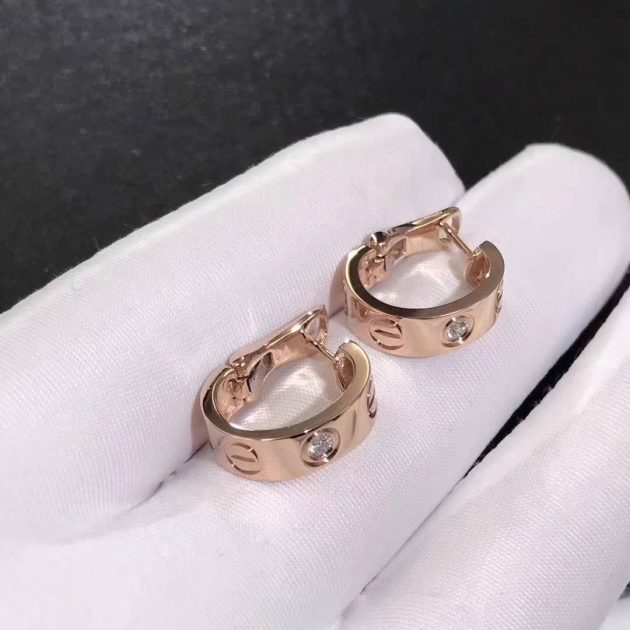 designer cartier love earrings 18k pink gold set 1 diamond 6209d7ce2ae52