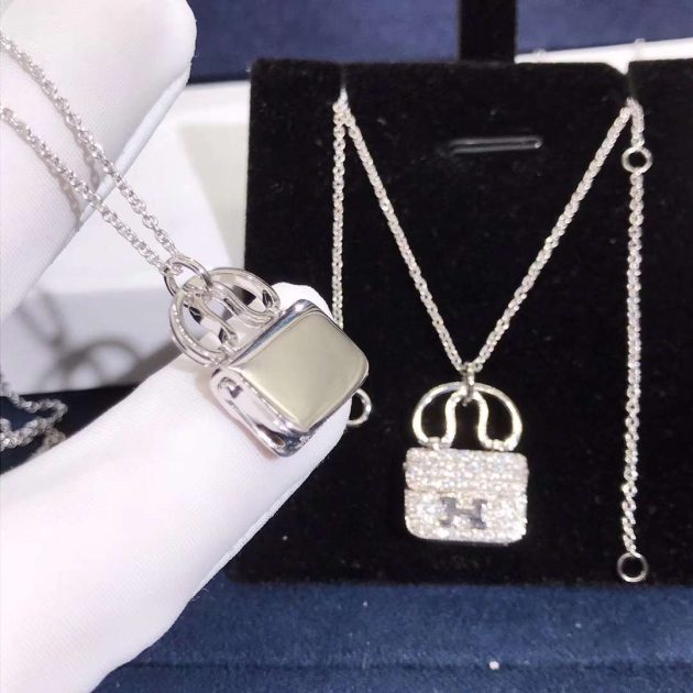 hermes hermes bag 18k white gold necklace full diamonds pendant h110079b 00 620a3dc829f2c