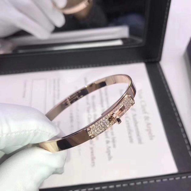 hermes kelly bracelet 18k rose gold with diamonds 620a3e6617213