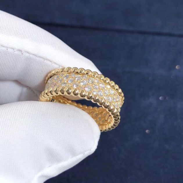 inspired 18k yellow gold van cleef arpels perlee diamonds band ring 62087fa3704ff