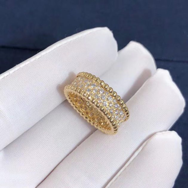 inspired 18k yellow gold van cleef arpels perlee diamonds band ring 62087fa9ca1b2