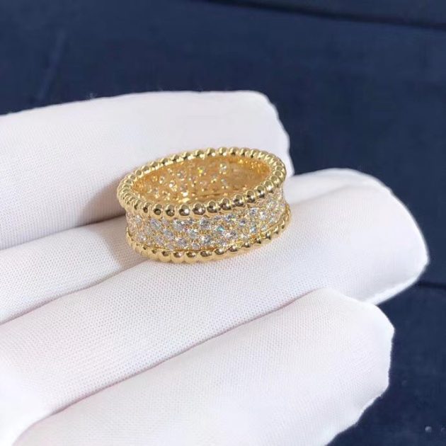 inspired 18k yellow gold van cleef arpels perlee diamonds band ring 62087facd0ff6