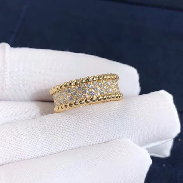 inspired 18k yellow gold van cleef arpels perlee diamonds band ring 62087fb039cf8