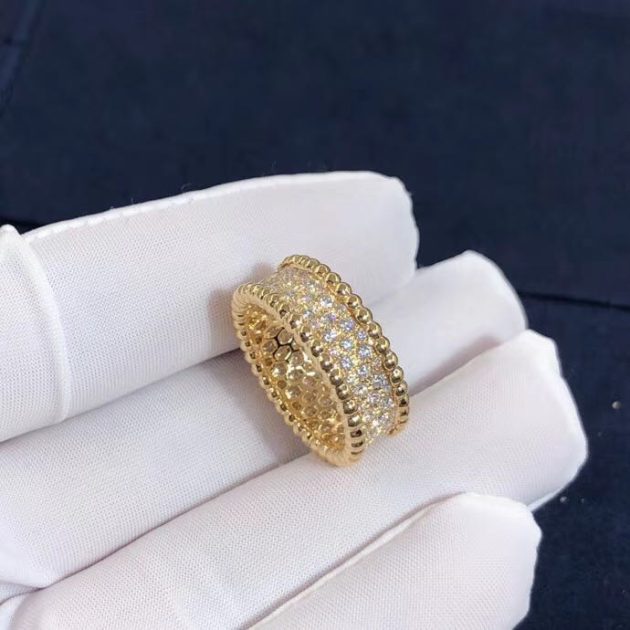 inspired 18k yellow gold van cleef arpels perlee diamonds band ring 62087fb37c567