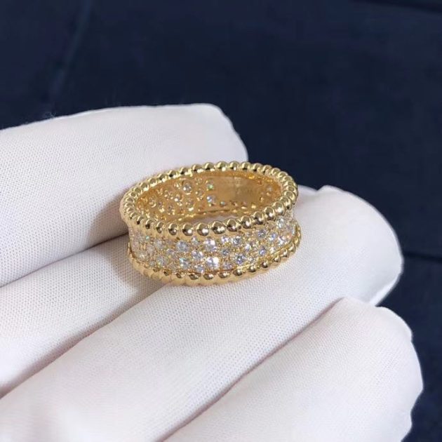 inspired 18k yellow gold van cleef arpels perlee diamonds band ring 62087fb655d39