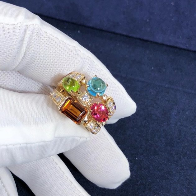 inspired 18kt gold bvlgari allegra three band multi colored gemstone and diamond ring 620a236ae6afe