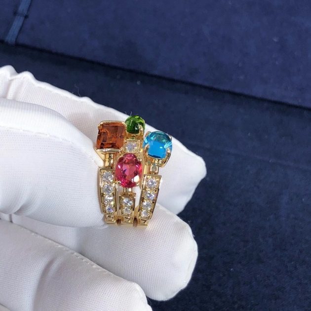 inspired 18kt gold bvlgari allegra three band multi colored gemstone and diamond ring 620a236edf35b