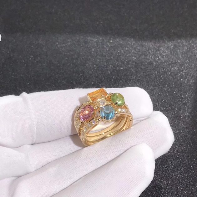 inspired 18kt gold bvlgari allegra three band multi colored gemstone and diamond ring 620a2376e3702