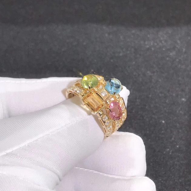 inspired 18kt gold bvlgari allegra three band multi colored gemstone and diamond ring 620a237f7026f