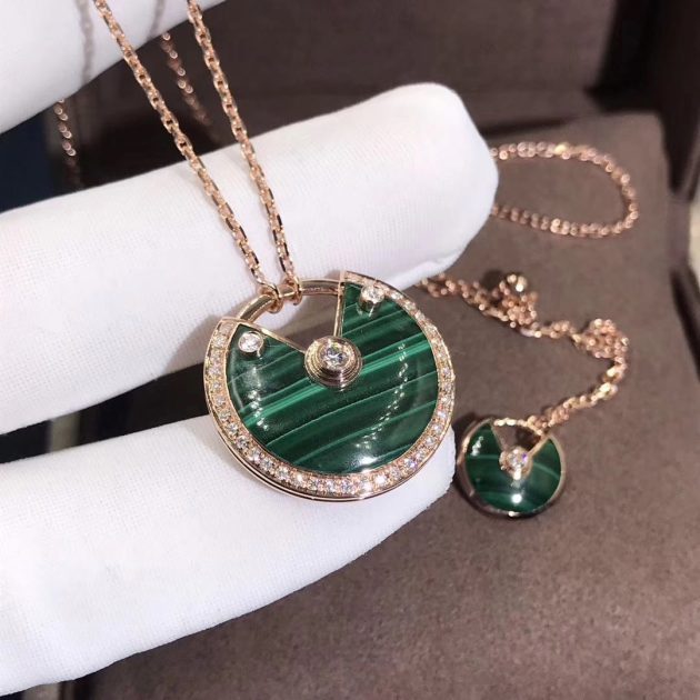 inspired amulette de cartier necklace 18k pink gold malachite medium model 6209d695d72bc