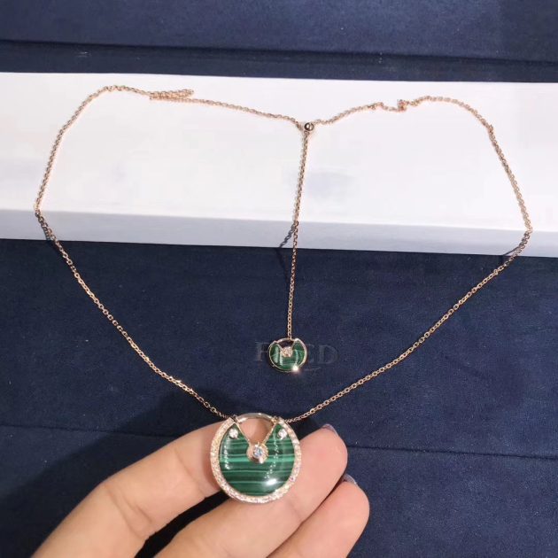 inspired amulette de cartier necklace 18k pink gold malachite medium model 6209d69c20237