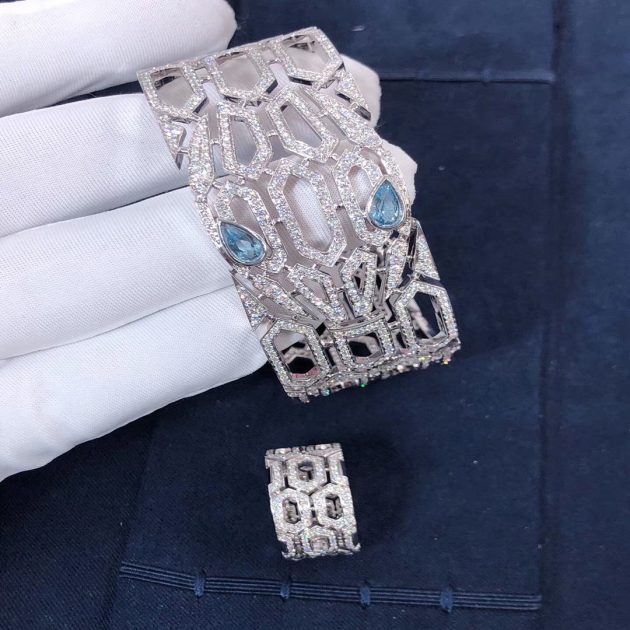 inspired bvlgari serpenti bracelet 18kt white gold pave diamond with emerald 620a261b98e67