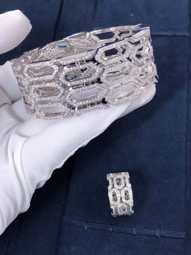 inspired bvlgari serpenti bracelet 18kt white gold pave diamond with emerald 620a262435cc0